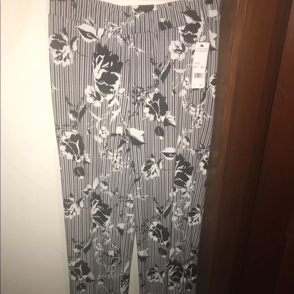 Black and White Floral Pants